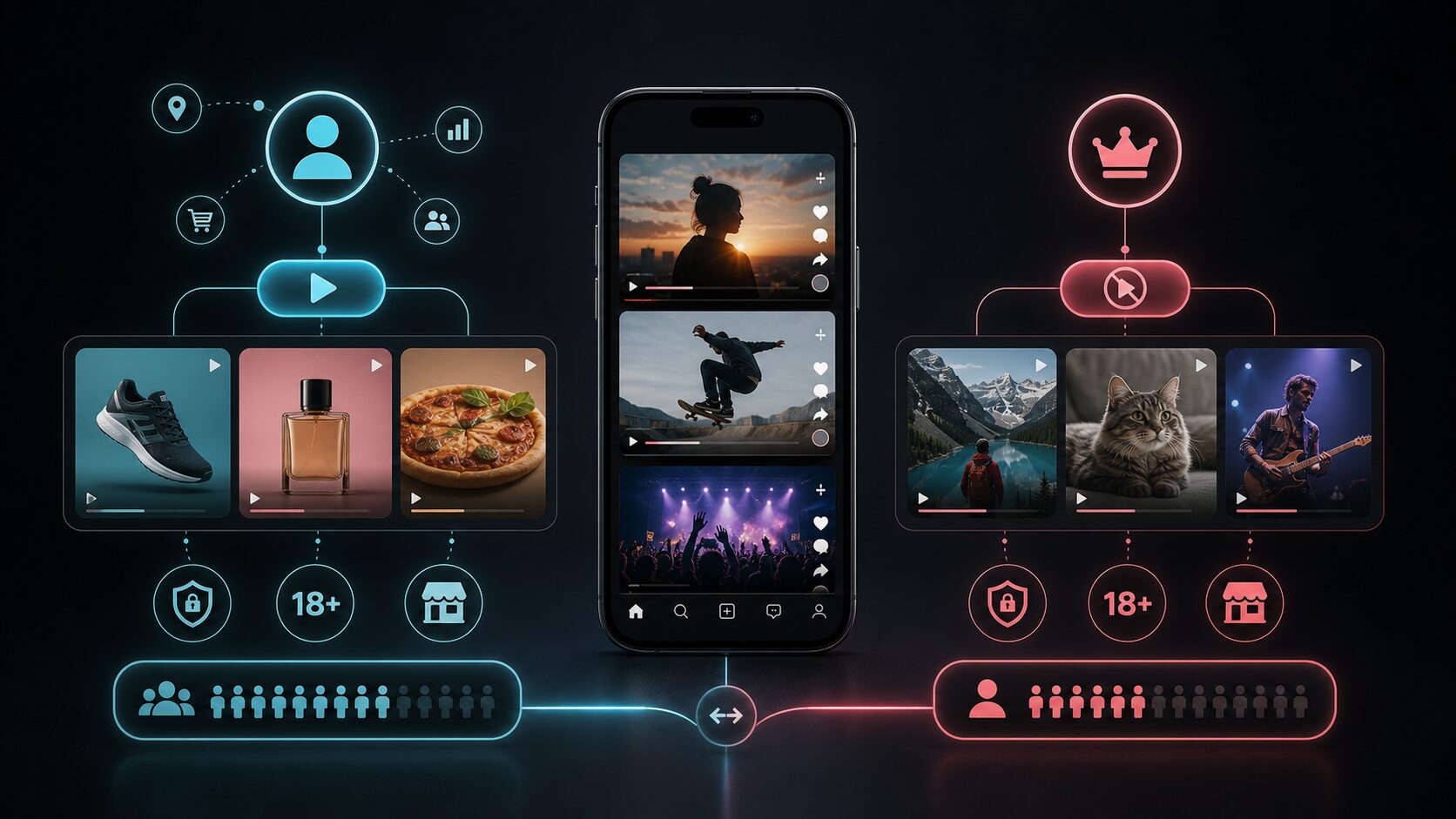 TikTok Ad-Free UK comparison visual showing free personalised ads versus paid ad-free viewing